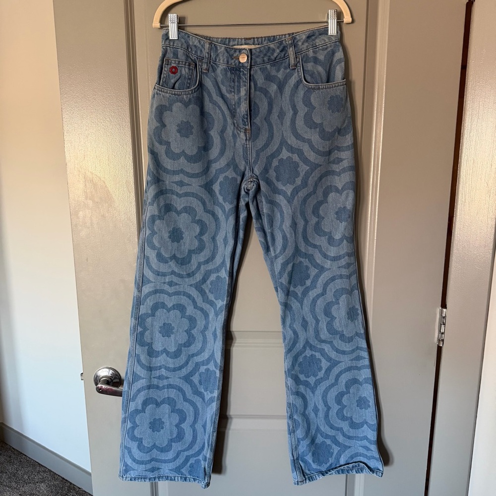 Damson Madder Floral Patterned Blue Jeans